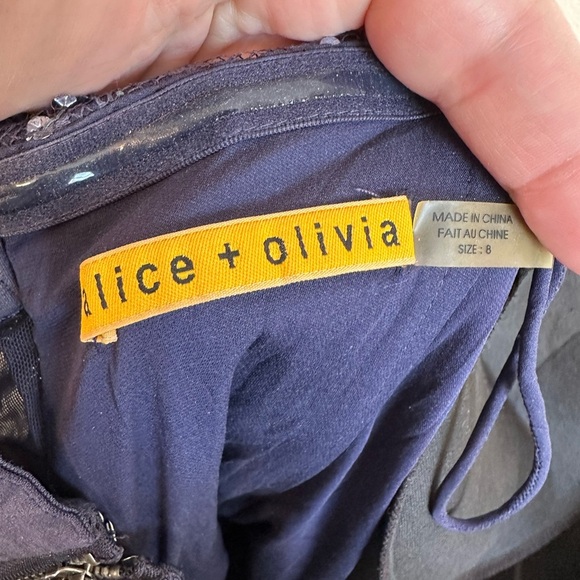 Alice + Olivia "ELISE" Sequin Lace Peplum  Cocktail Dress Above Knee‎ Size 8 - Picture 10 of 11